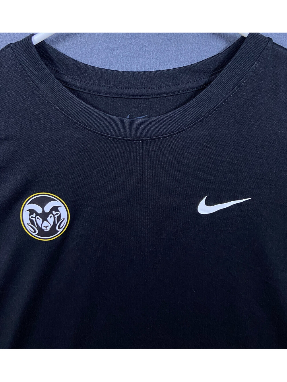 THE NIKE TEE COLORADO STATE RAMS SZ XLARGE BLACK STRETCH PERFORMANCE SWOOSH EUC!